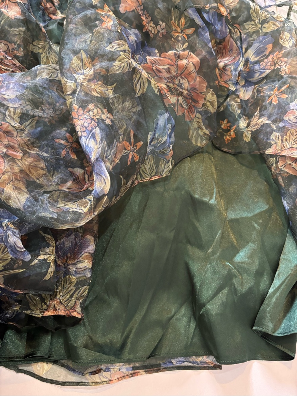 Lulus Exclusive Glamour Green Floral Organza Tiered Maxi Dress 2X - Picture 8 of 14